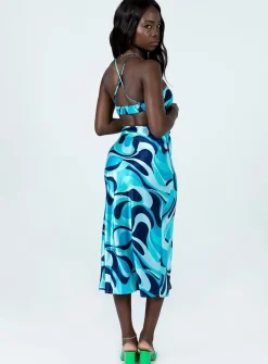 Princess Polly Mayia Midi Dressmulti Blue Cheap