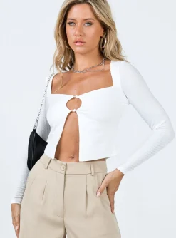 Princess Polly Mccall Long Sleeve Top  White Cheap