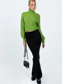 Princess Polly Mckilah Turtleneck Knit Sweater  Green Outlet