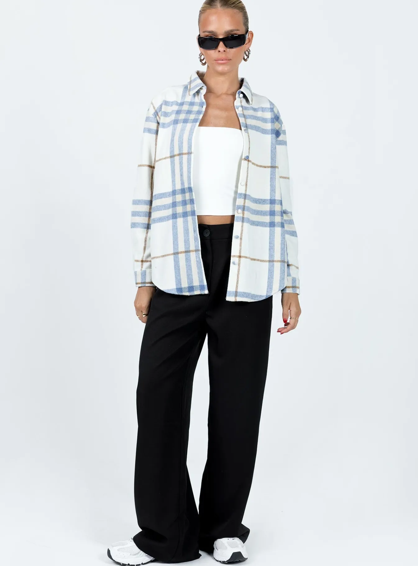 Princess Polly Mcormick Shirt White / Blue   White/Blue Cheap