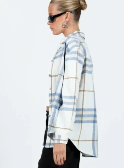 Princess Polly Mcormick Shirt White / Blue   White/Blue Cheap