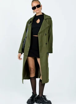 Princess Polly Meiko Trench Coat  Khaki Shop