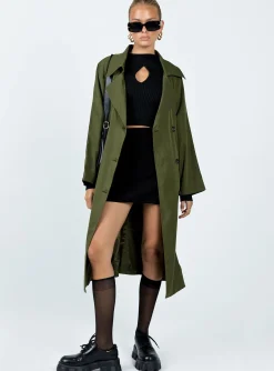 Princess Polly Meiko Trench Coat  Khaki Shop