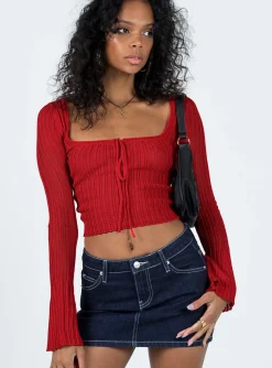 Princess Polly Mellow Long Sleeve Top  Red Best