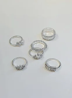 Princess Polly Mendes Ring Pack  Silver Best Sale