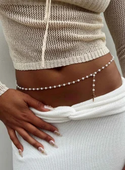 Princess Polly Menorca Chain Belt  Pearl Discount