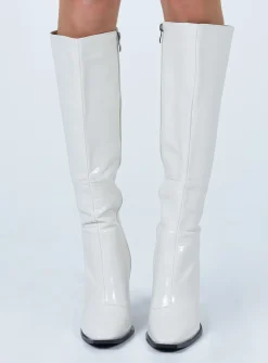 Princess Polly Mercury Boots  Off White Hot