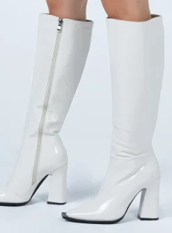 Princess Polly Mercury Boots  Off White Hot