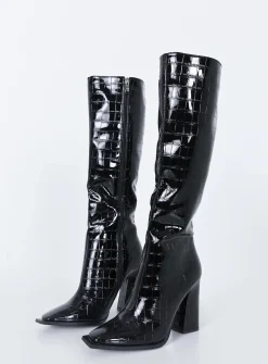 Princess Polly Mercury Boots   Black Flash Sale