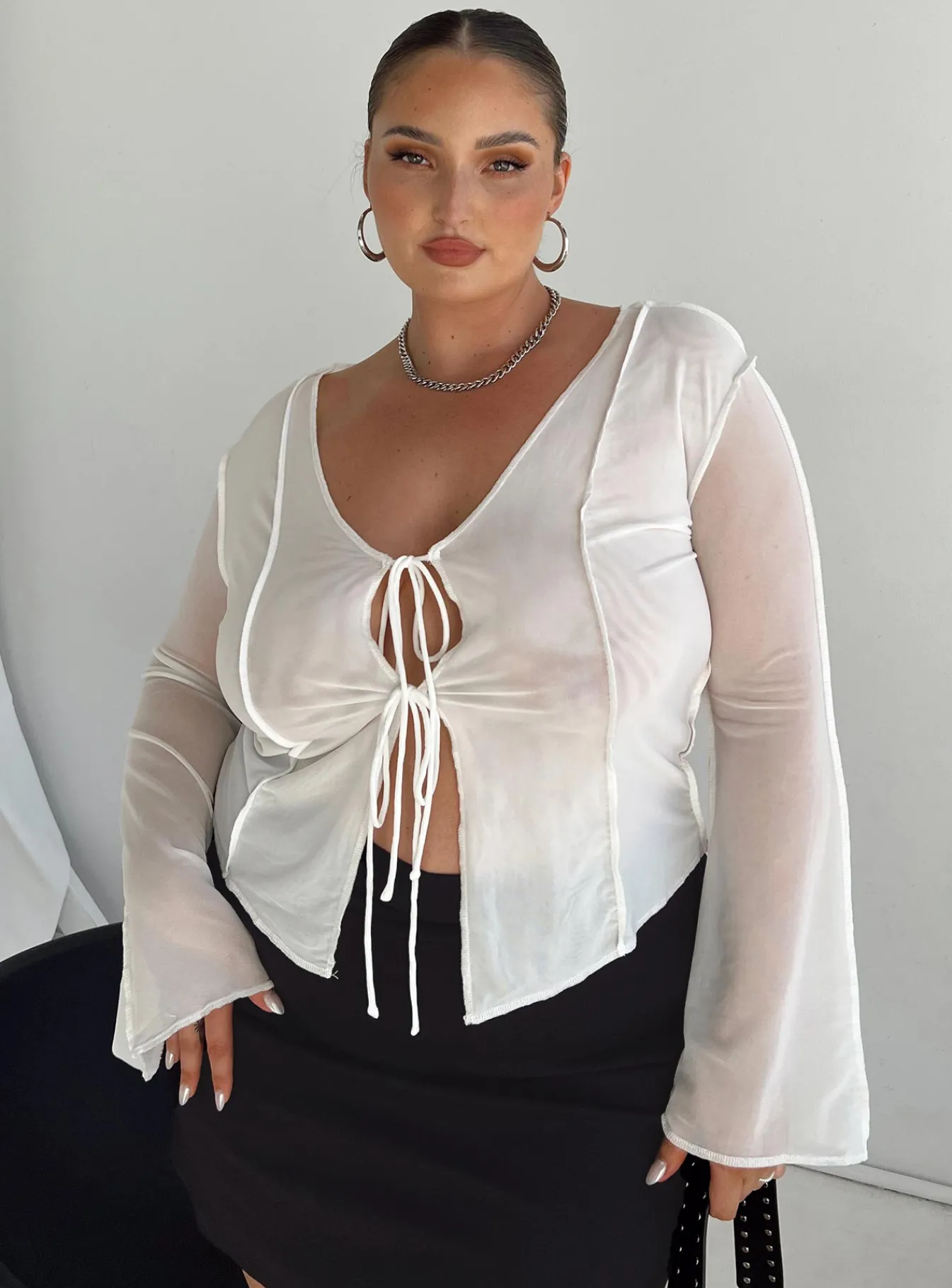 Princess Polly Mereba Long Sleeve Topcurve White Best Sale