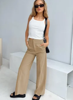 Princess Polly Messert Pants  Beige Best Sale