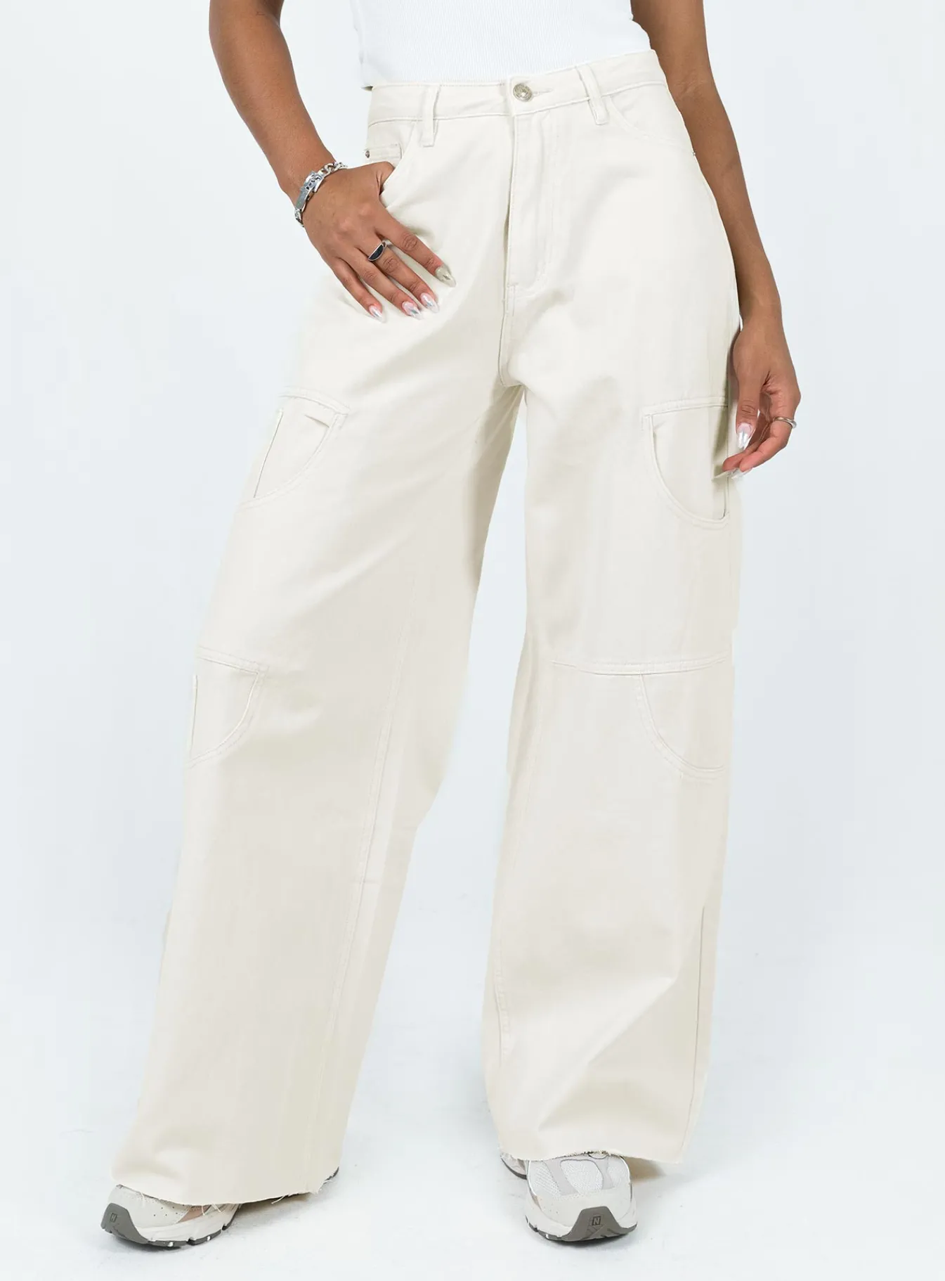 Princess Polly Meyer Wide Leg Jeans Beige Sale