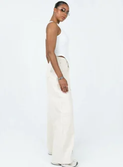 Princess Polly Meyer Wide Leg Jeans Beige Sale