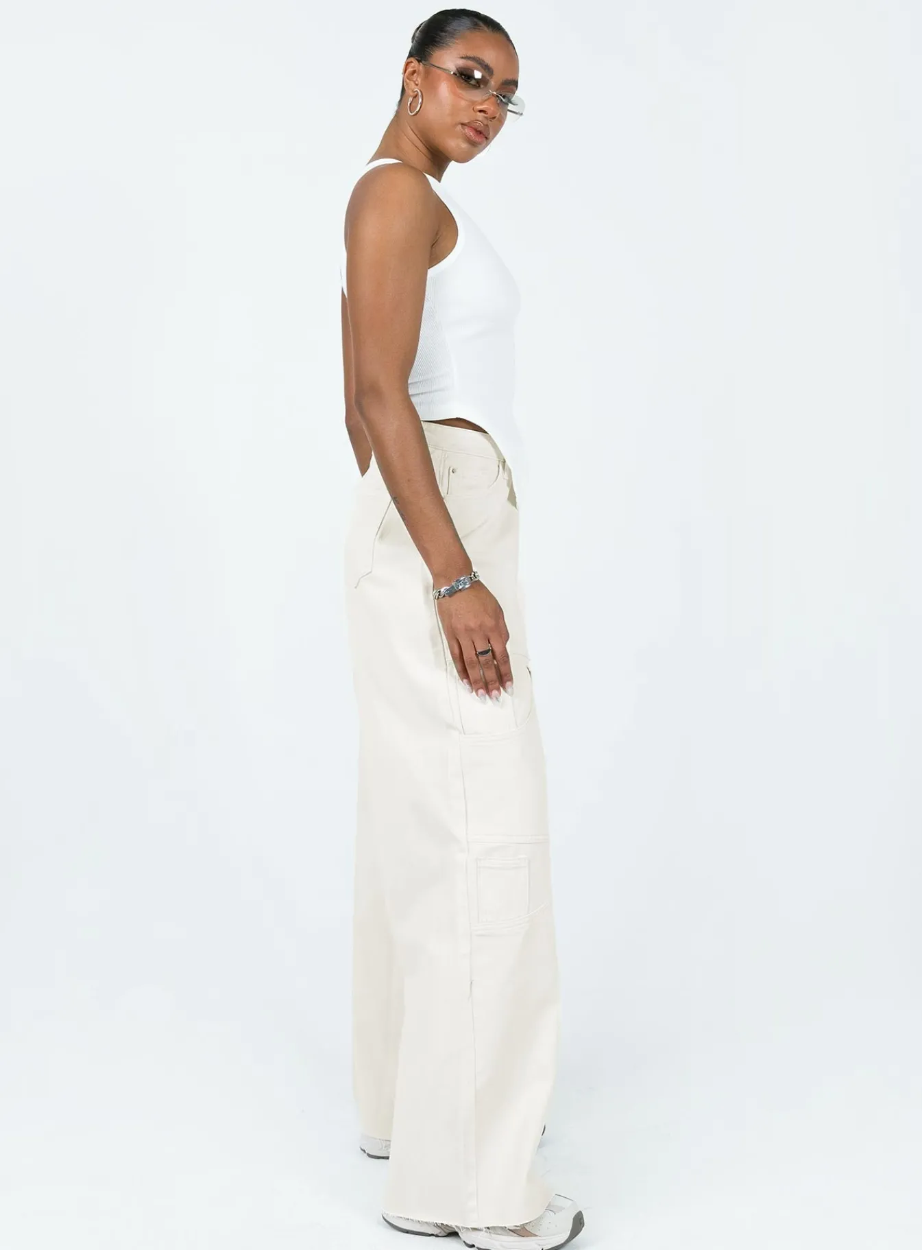 Princess Polly Meyer Wide Leg Jeans Beige Sale