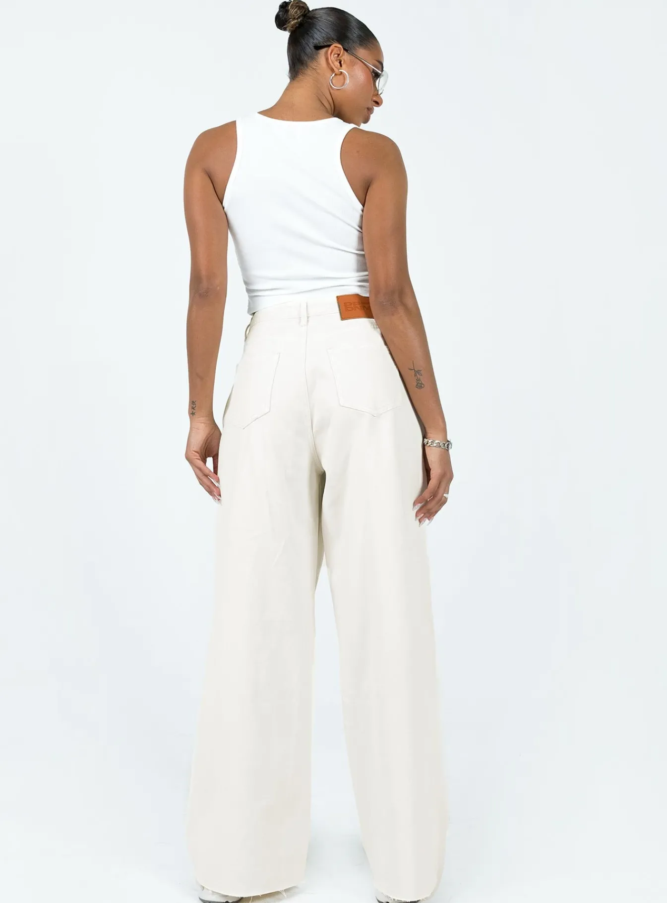 Princess Polly Meyer Wide Leg Jeans Beige Sale