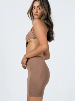 Princess Polly Mia Asymmetrical Mini Dress  Brown Discount