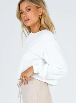 Princess Polly Mia Cropped Henley  White Clearance