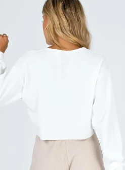 Princess Polly Mia Cropped Henley  White Clearance