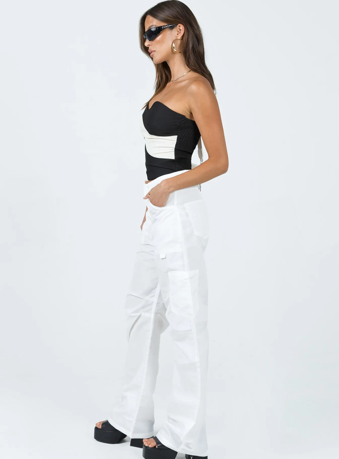 Princess Polly Miami Vice Swish Pant Ghost White Cheap