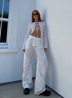 Princess Polly Miami Vice Swish Pant Ghost White Cheap