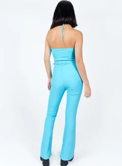 Princess Polly Mid Way Laced Flare Pants Blue Store