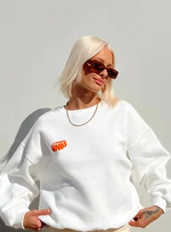 Princess Polly Midnight Noods Sweatshirt  White Flash Sale