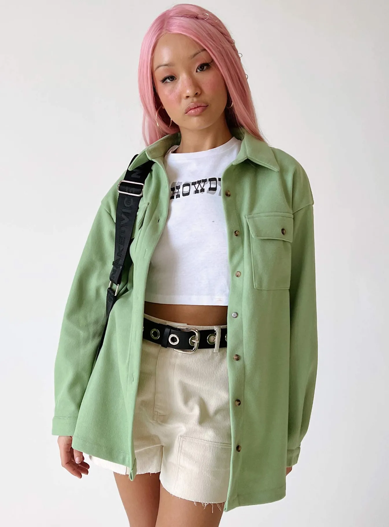 Princess Polly Mila Shirt Green Sale