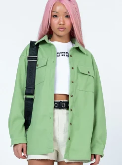 Princess Polly Mila Shirt  Green Sale