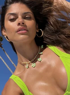 Princess Polly Mildara Flower Necklace/ Green   Gold Cheap
