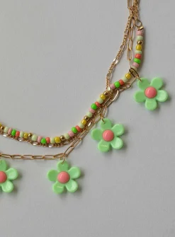 Princess Polly Mildara Flower Necklace/ Green Gold Cheap
