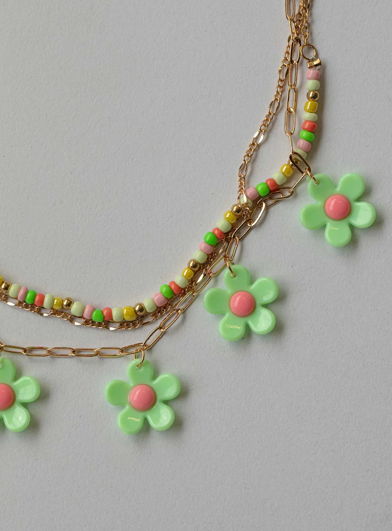 Princess Polly Mildara Flower Necklace/ Green Gold Cheap