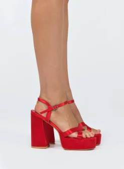 Princess Polly Millard Platform Heels  Red Best Sale