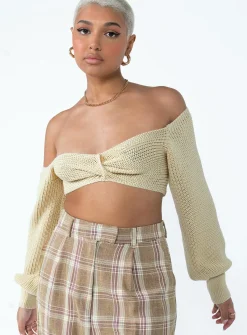 Princess Polly Miller Knot Front Sweater  Cream Sale