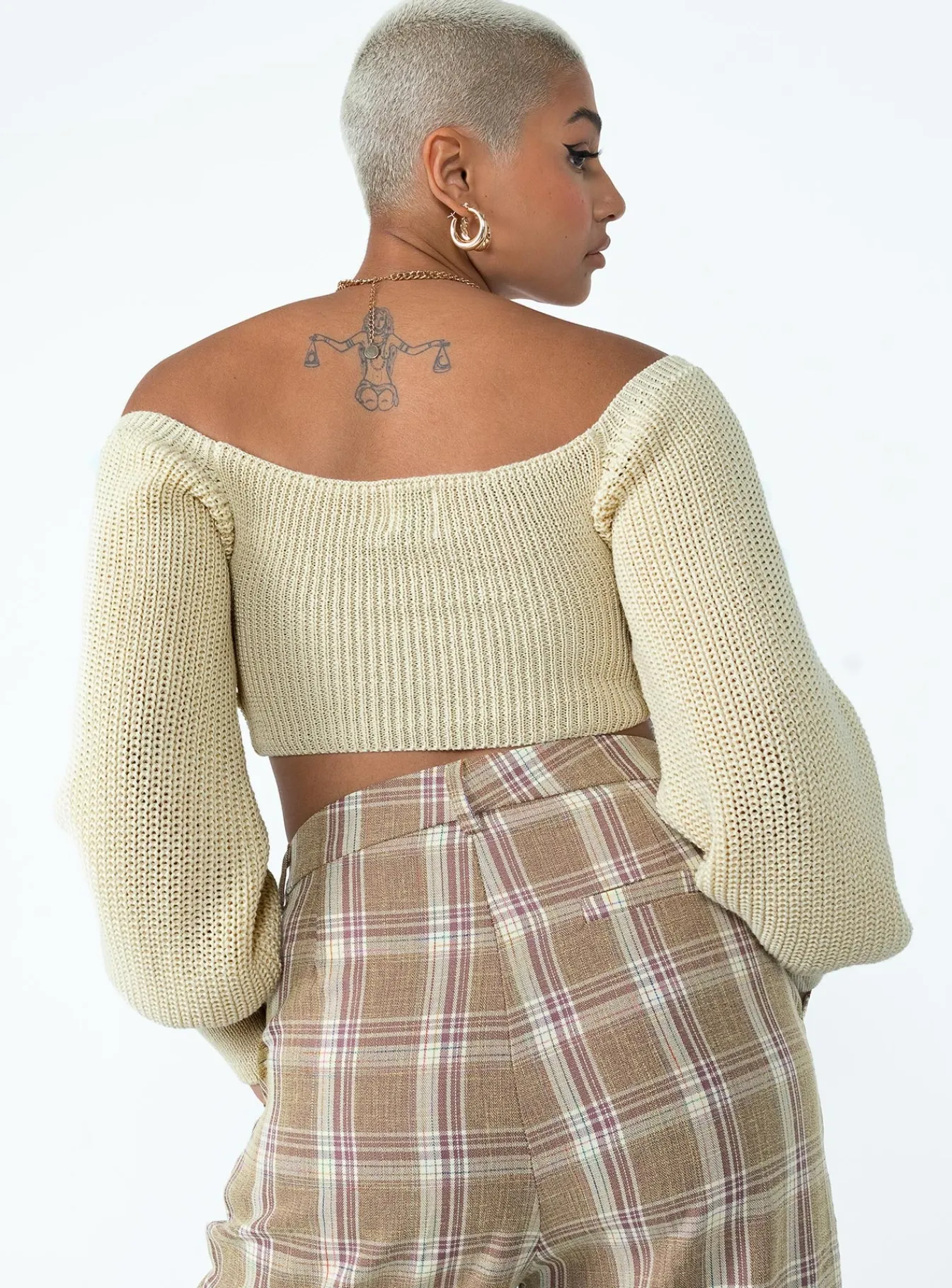 Princess Polly Miller Knot Front Sweater Cream Sale