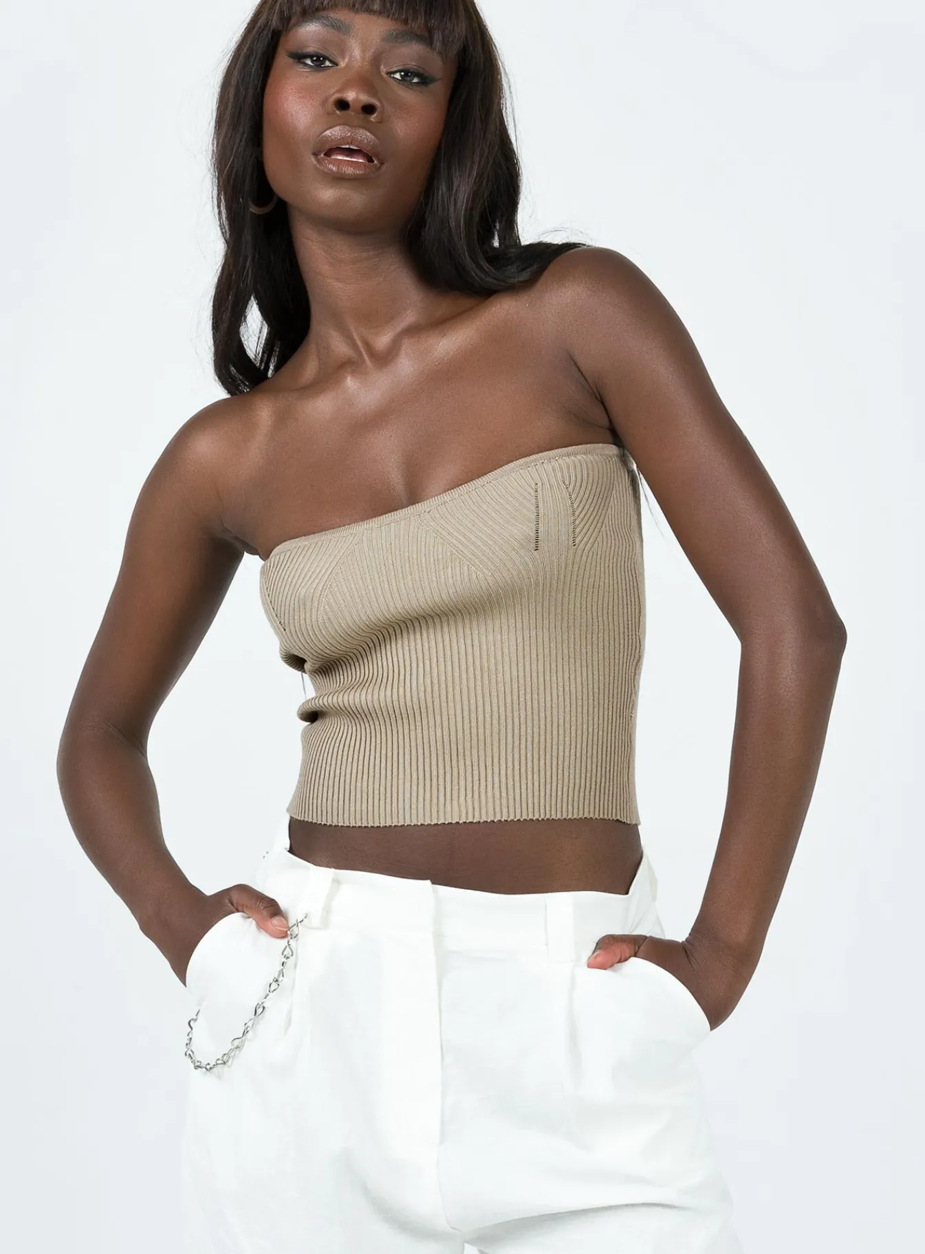 Princess Polly Milner Tube Top Beige Outlet