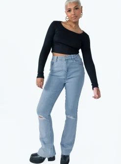 Princess Polly Mish High Rise Flare Jean  Denim Clearance