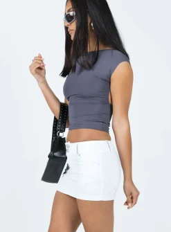 Princess Polly Mona Low Rise Denim Mini Skirt White Outlet