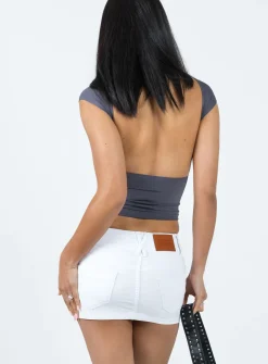 Princess Polly Mona Low Rise Denim Mini Skirt White Outlet