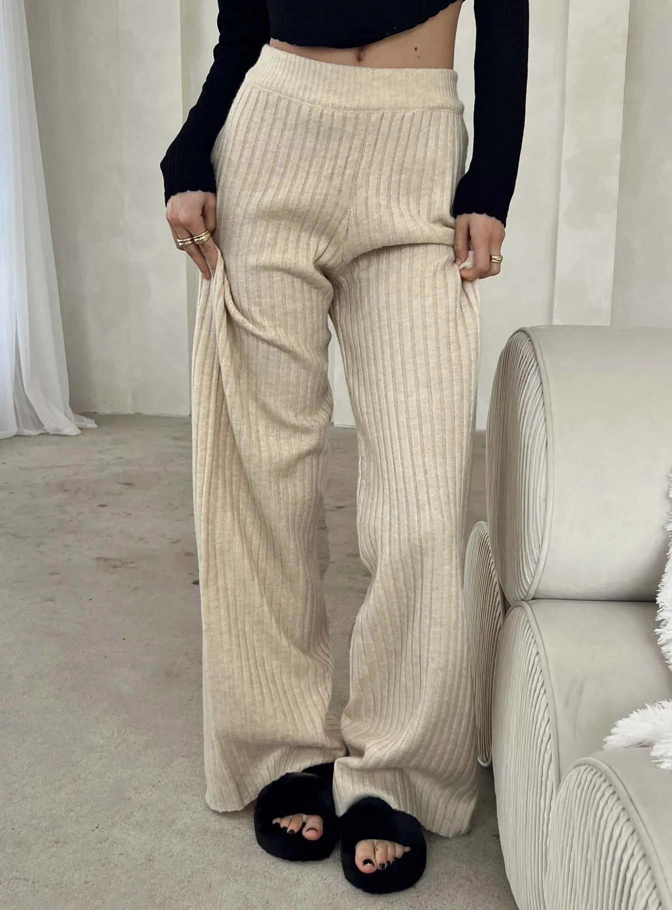 Princess Polly Montana Knit Pants Cream Best Sale