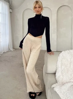Princess Polly Montana Knit Pants Cream Best Sale
