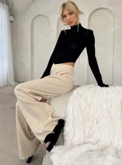 Princess Polly Montana Knit Pants Cream Best Sale