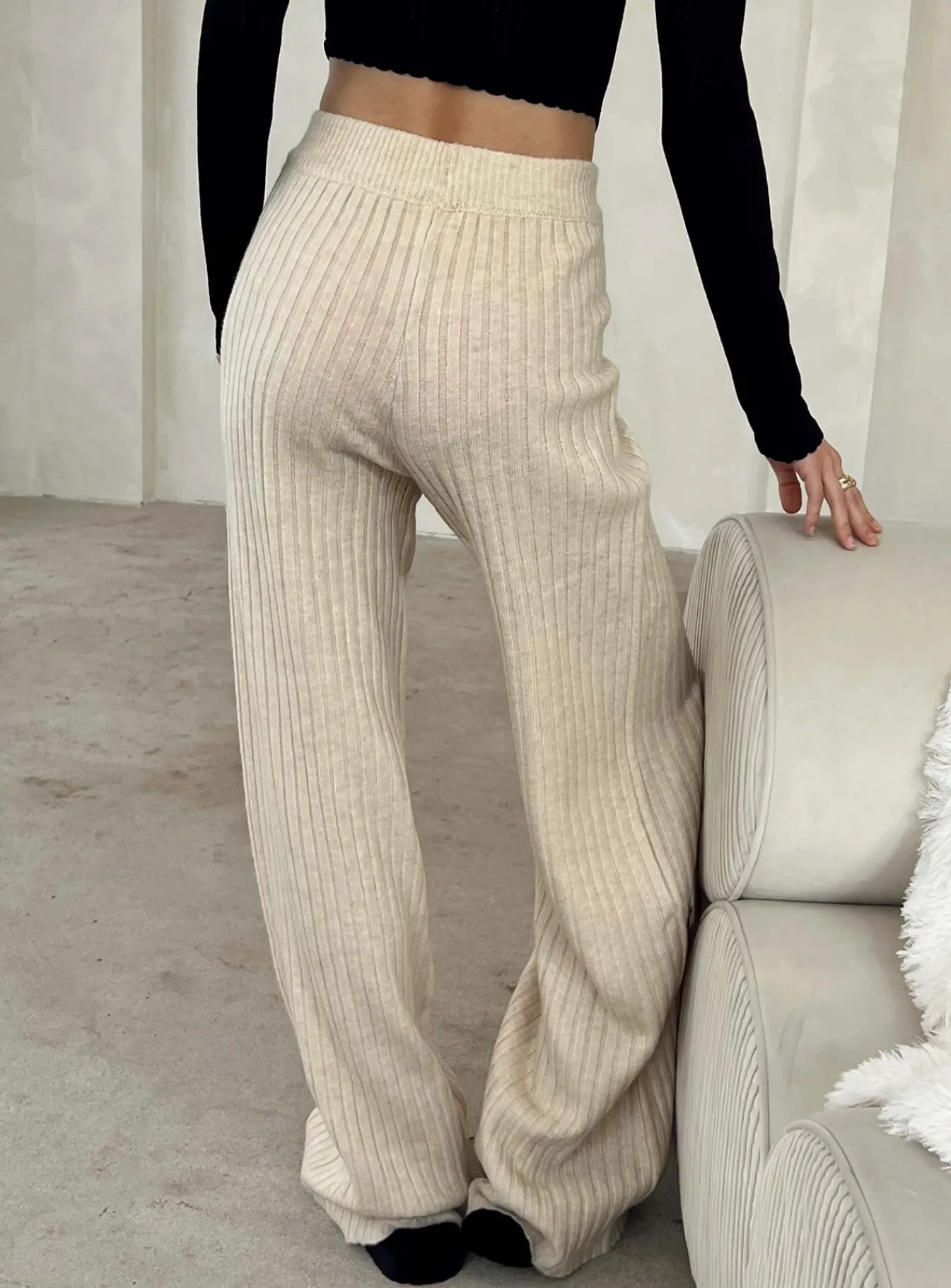 Princess Polly Montana Knit Pants Cream Best Sale