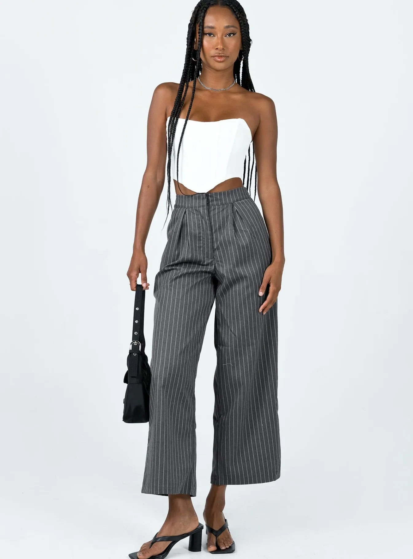 Princess Polly Montez Pantspinstripe Grey Outlet