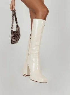 Princess Polly Montgomery Boot  Cream Croc Flash Sale