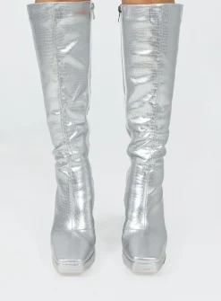 Princess Polly Montgomery Boot  Silver Shop