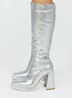 Princess Polly Montgomery Boot  Silver Shop