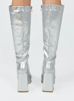 Princess Polly Montgomery Boot  Silver Shop