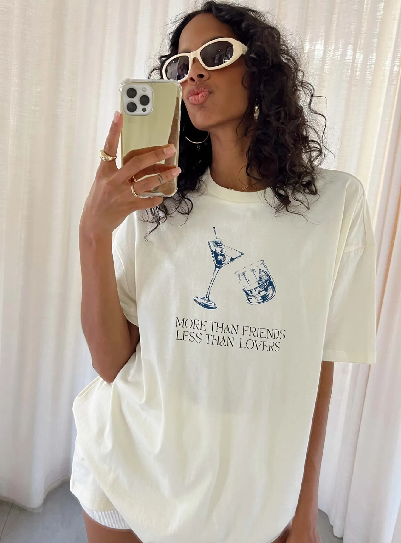 Princess Polly More Than Friends Oversized Top Off White Clearance