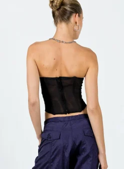 Princess Polly Morso Mesh Corset Top  Black Shop