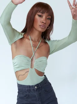 Princess Polly Moscow Bodysuit  Green Outlet